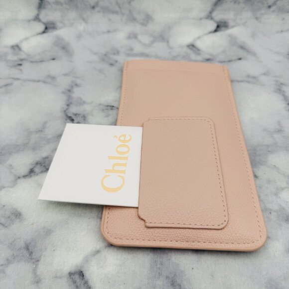 Chloe Sunglasses Case, Blush Suede Leather, Card Holder Pocket, Cloth, Auth Card - Picture 3 of 8